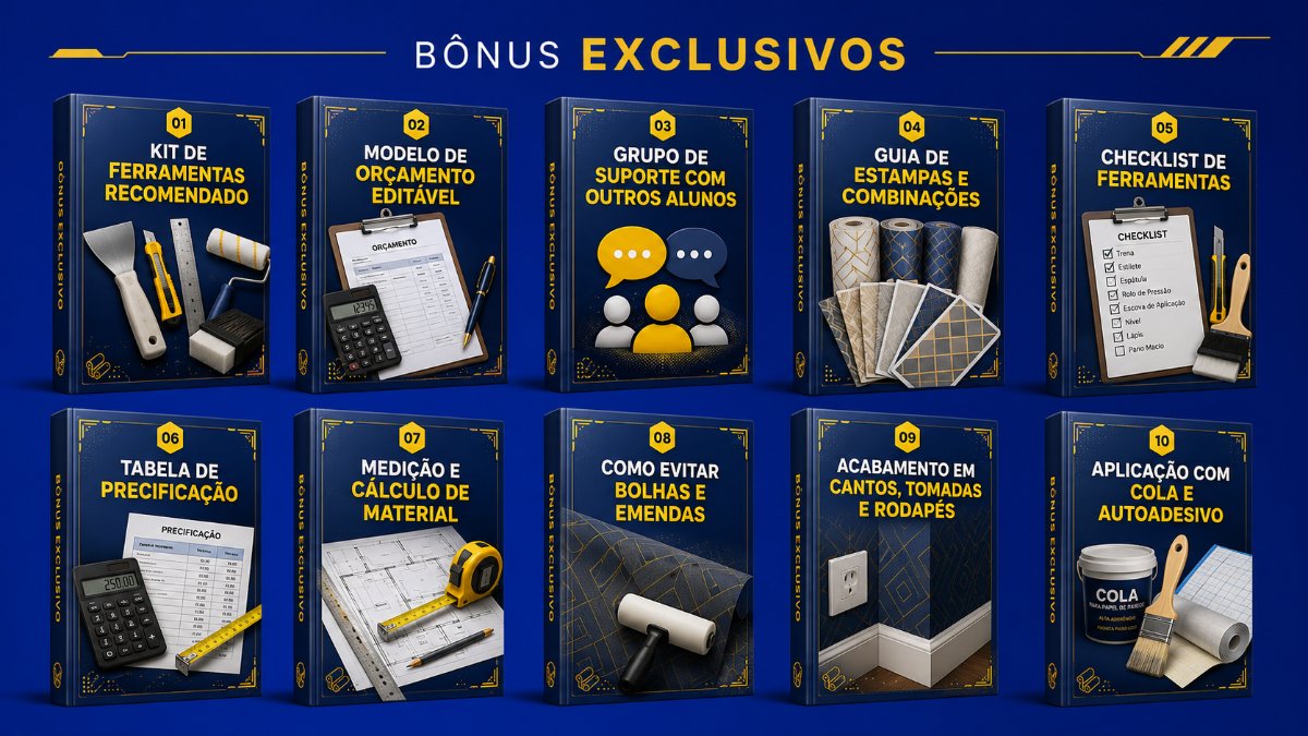 Bônus exclusivos do curso de instalador de papel de parede